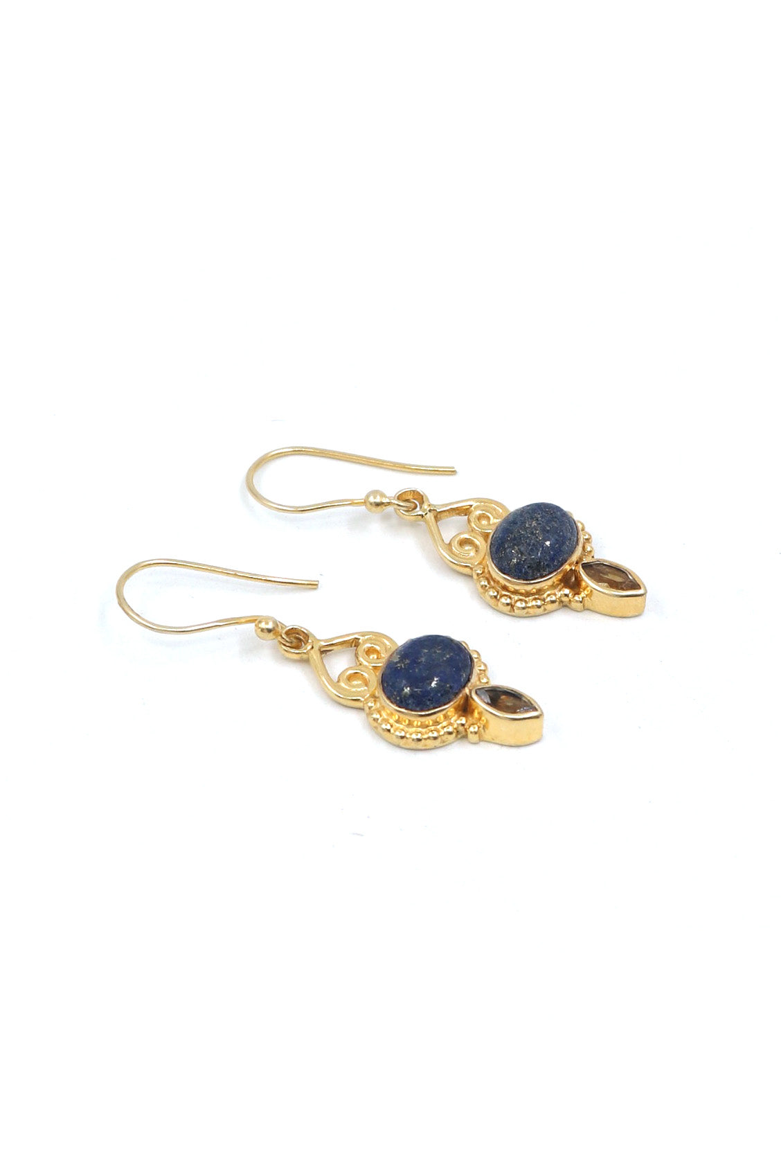 Lapis Regal Dangle Gold Earring