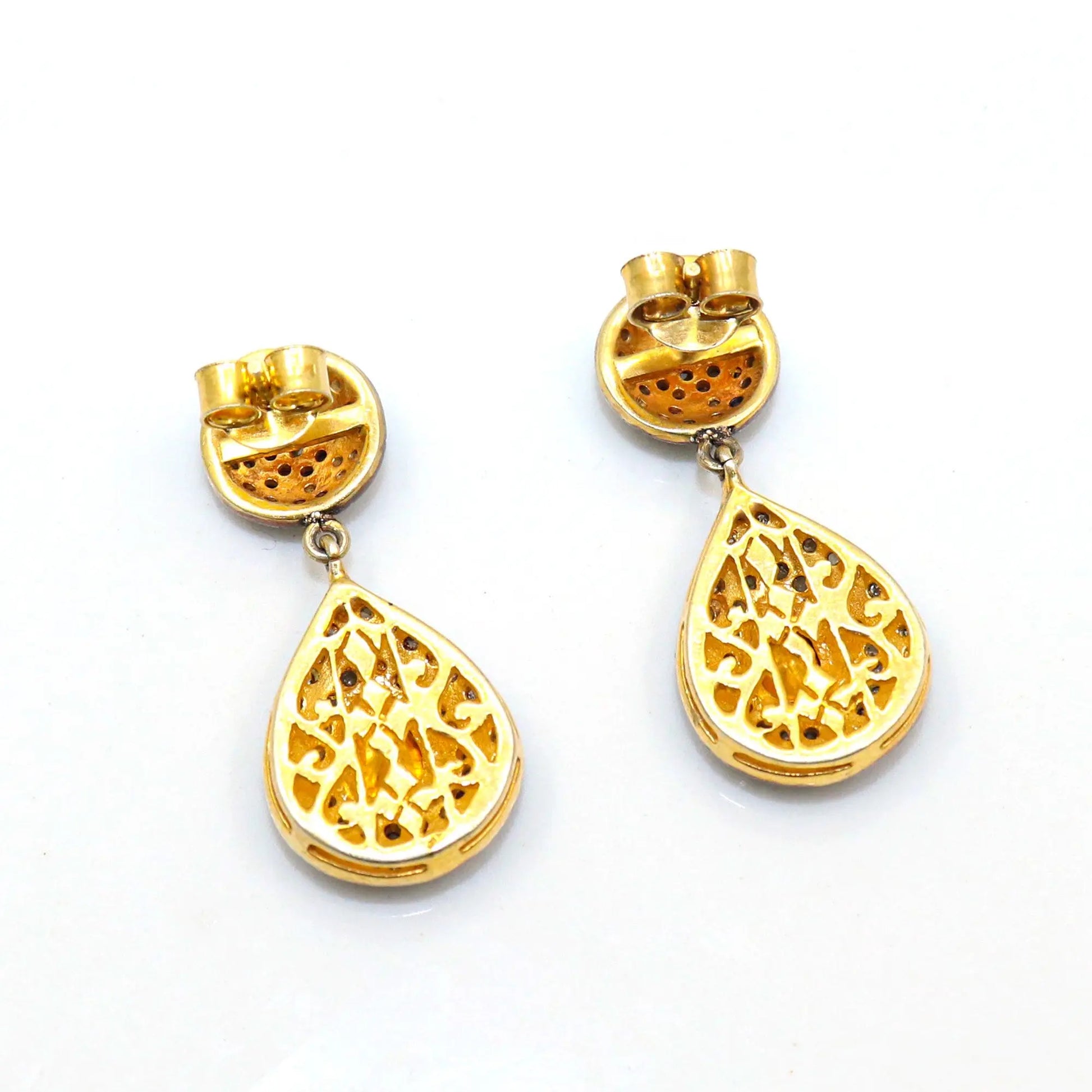 Victorian Era Two Tone Plated Uncut Diamond Polki With Diamond Earring Jewelry VJewels