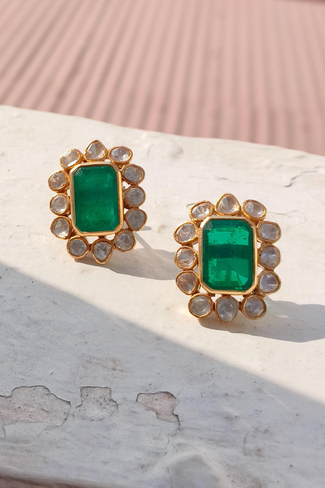 Classic Modern Green onyx With Moissanite Gemstone Earrings Jewelry