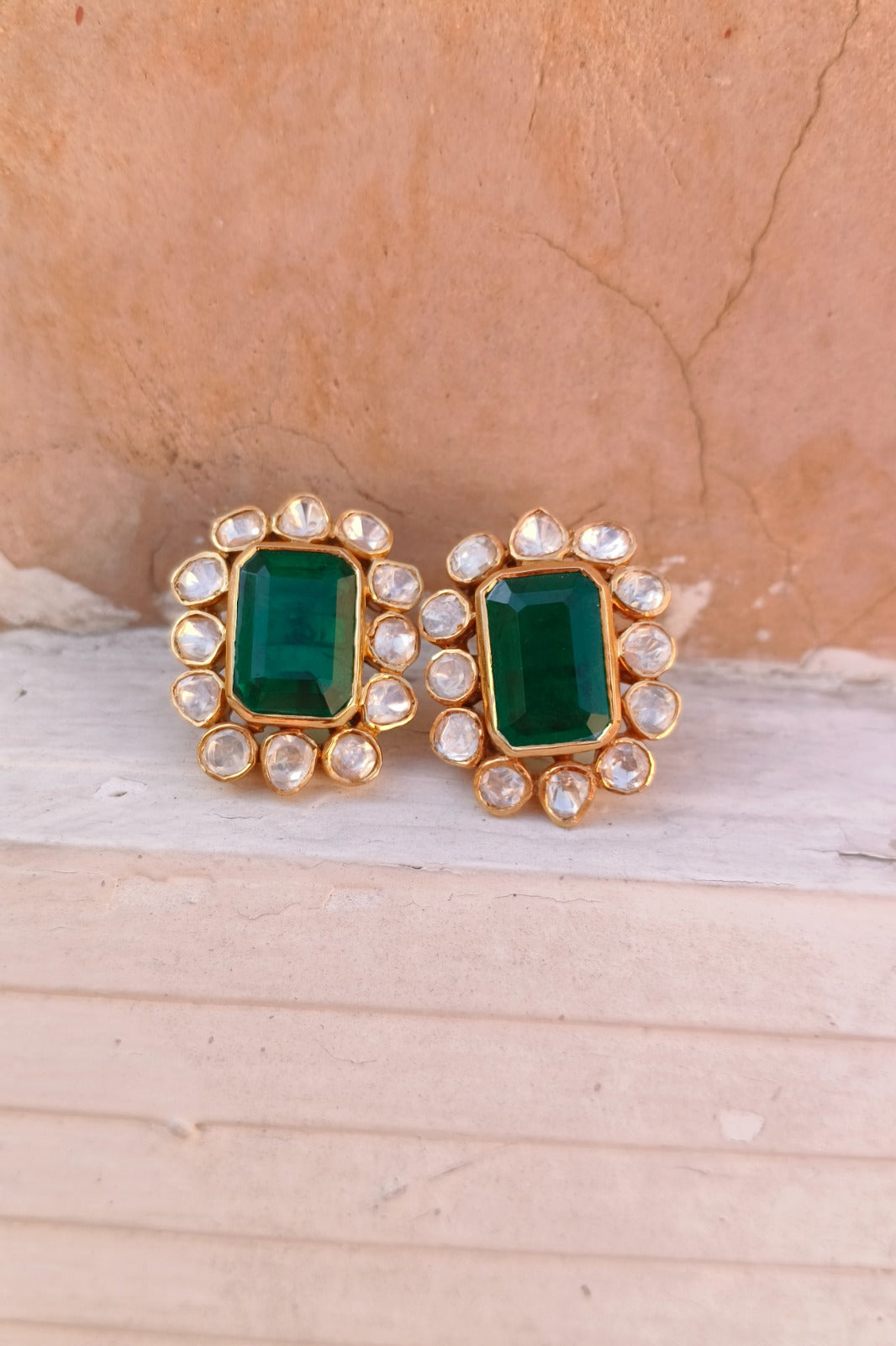 Classic Modern Green onyx With Moissanite Gemstone Earrings Jewelry