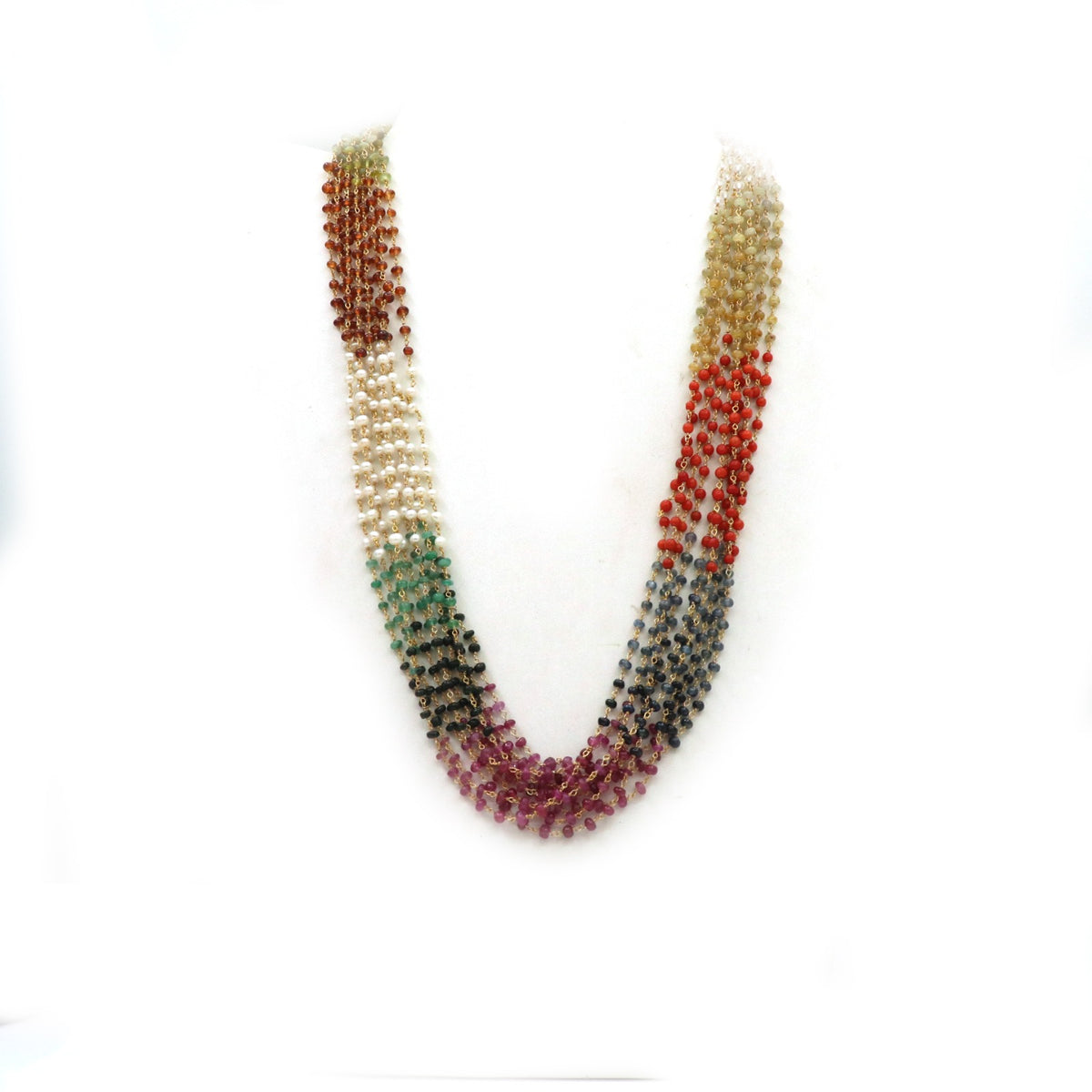 Golden Navratana gemstone Necklace