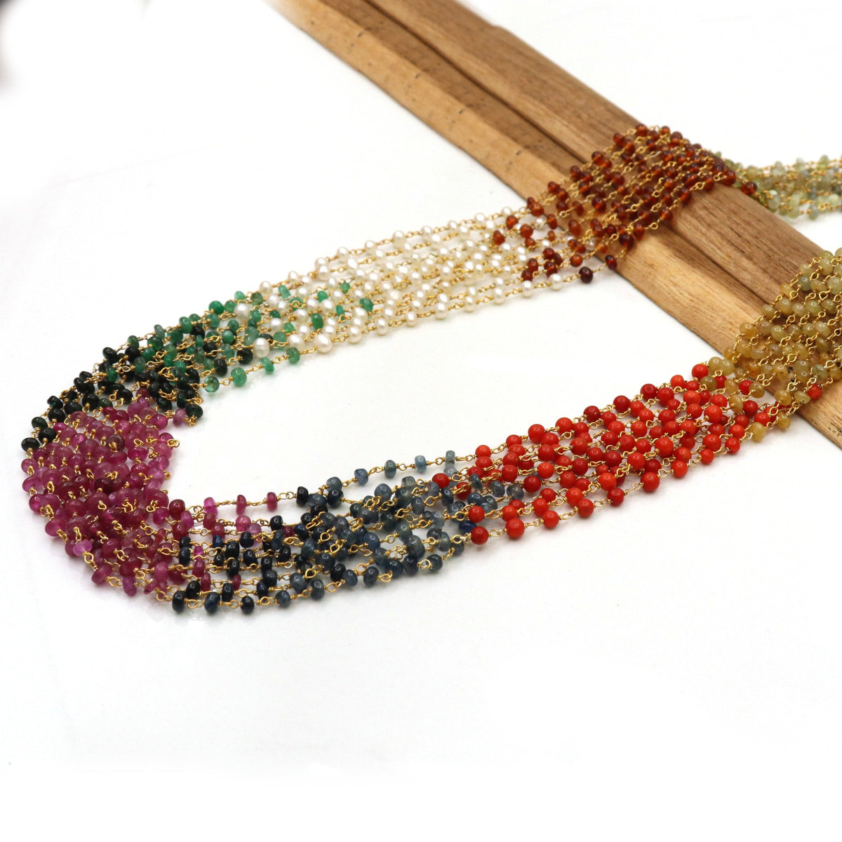 Golden Navratana gemstone Necklace