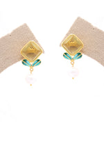 Golden Citrus &amp; Pearl Earrings