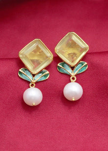 Golden Citrus &amp; Pearl Earrings