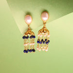 Lapis & Pearl Crown Earring