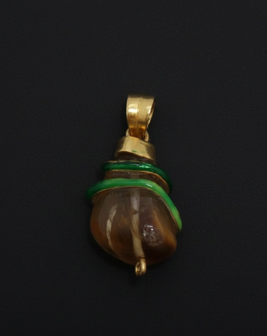 Honey Quartz & Green Vine Pendant